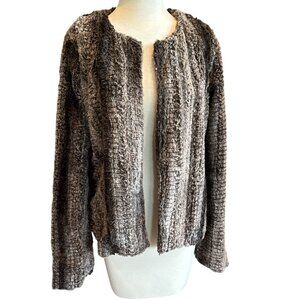 New Mystree Brown Faux Rabbit Fur Jacket